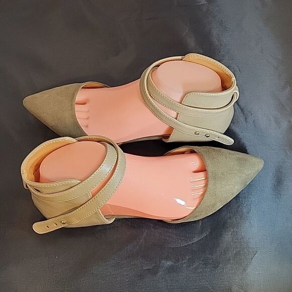 BRAND NEW CHARLOTTE RUSSE POINTED TOE CRISSCROSS STRAP D'ORSAY FLAT SUEDE SHOE - Picture 5 of 15